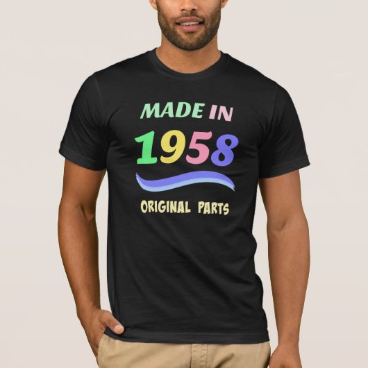 Gemaakt in 1958, kleurrijk tekstontwerp t-shirt (Voorkant)