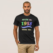 Gemaakt in 1958, kleurrijk tekstontwerp t-shirt (Voorkant volledig)