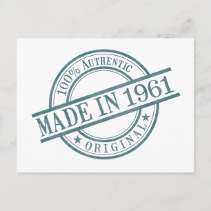 Gemaakt in 1961 Geboortejaar Ronde Rubber Stempel  Briefkaart