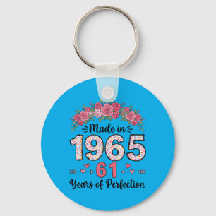 Gemaakt in 1965 Bloem 61e Verjaardag Cadeaus Vrouw Sleutelhanger
