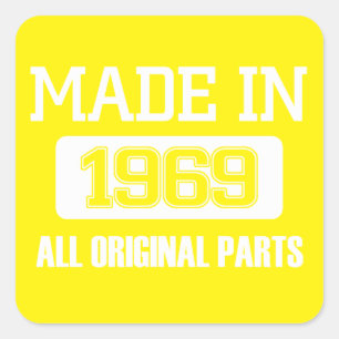 Gemaakt in 1969 Alle Originele Onderdelen Vierkante Sticker