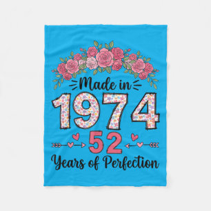 Gemaakt in 1974 Bloem 52e Verjaardag Cadeaus Vrouw Fleece Deken
