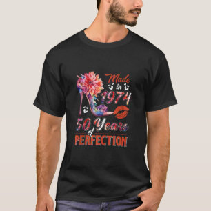 Gemaakt in 1974 Floral 50 jaar oud 50e geboorte T-shirt
