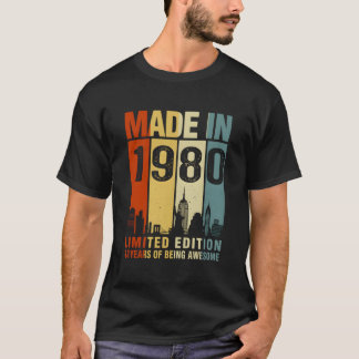 Gemaakt in 1980 43 jaar geweldig zijn t-shirt