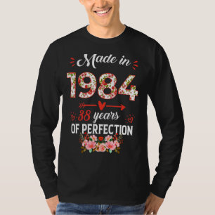 Gemaakt in 1984 Floral 38 jaar oud 38e verjaardag T-shirt