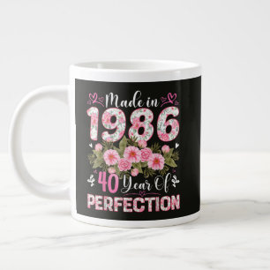 Gemaakt in 1986 40 Jaar Perfectie Bloemmotief Extra Grote Beker