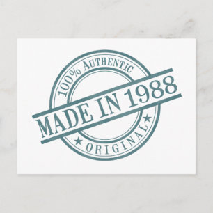 Gemaakt in 1988 Geboortejaar Ronde Rubber Stempel  Briefkaart