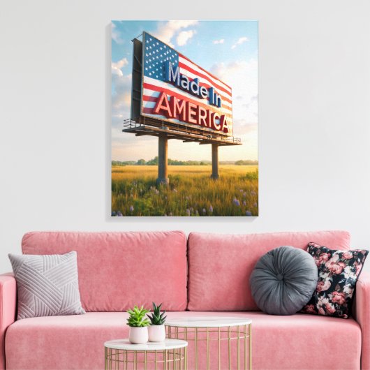 Gemaakt in Amerika Billboard in een land veld Canvas Afdruk (Insitu (Woonkamer))