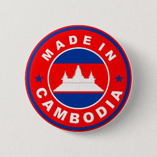 gemaakt in cambodja - ronde van het etiket van het button 5,7 cm