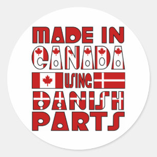 Gemaakt in Canada Deense Onderdelen Ronde Sticker