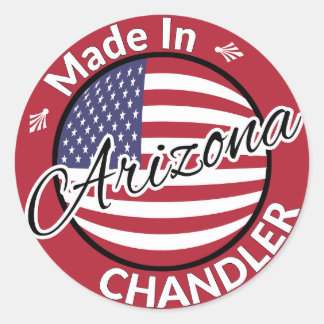 Gemaakt in Chandler Arizona Verenigde Staten Vlag Ronde Sticker