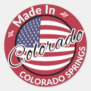 Gemaakt in Colorado Springs USA Vlag Ronde Sticker