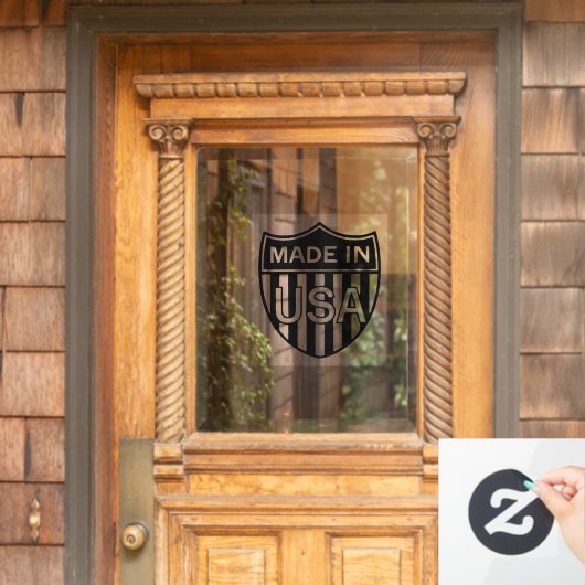 GEMAAKT IN DE VS RAAMSTICKER (Huis Deur)