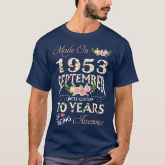 Gemaakt in december 1953 Bloemen 70 jaar oud van z T-shirt