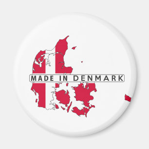 gemaakt in denemarken , land map label magneet