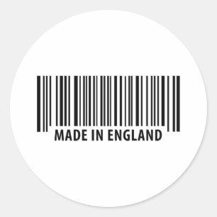 Gemaakt in Engeland Streepjescode Ronde Sticker