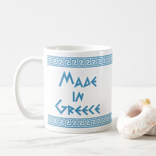 Gemaakt in Griekenland (verticaal) met middelhoge  Koffiemok (Met donut)