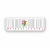 Gemaakt in Illinois Barcode Flag Sticker - Staat (Voorkant)