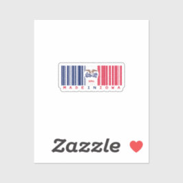 Gemaakt in Iowa Barcode Flag Sticker - State Pride