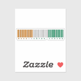 Gemaakt in Ivoorkust Barcode Vlag Sticker