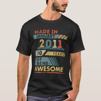 Gemaakt in januari 2011 10 jaar oud 10e verjaardag t-shirt
