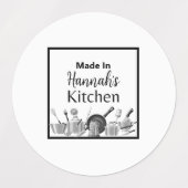 Gemaakt in [Jouw naam] keukenpotten & pannen Labels (Design 1)