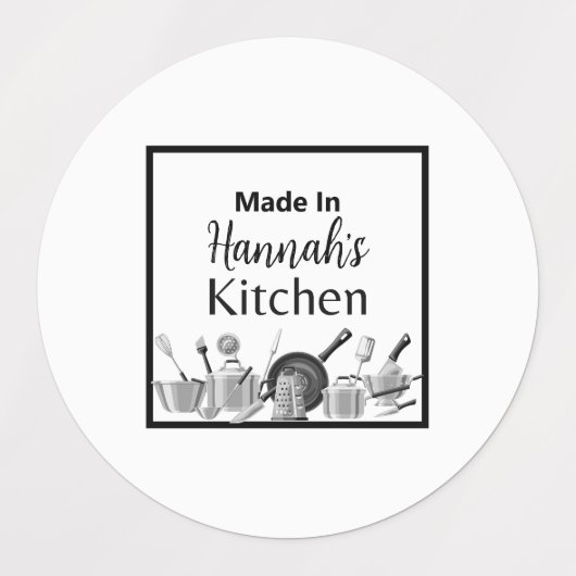 Gemaakt in [Jouw naam] keukenpotten & pannen Labels (Design 1)