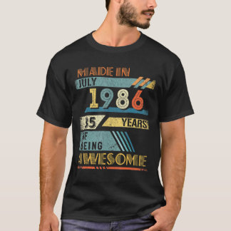 Gemaakt in juli 1986 35 jaar oud 35e verjaardag t-shirt