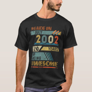 Gemaakt in juli 2002 20 jaar oud 20e verjaardag t-shirt