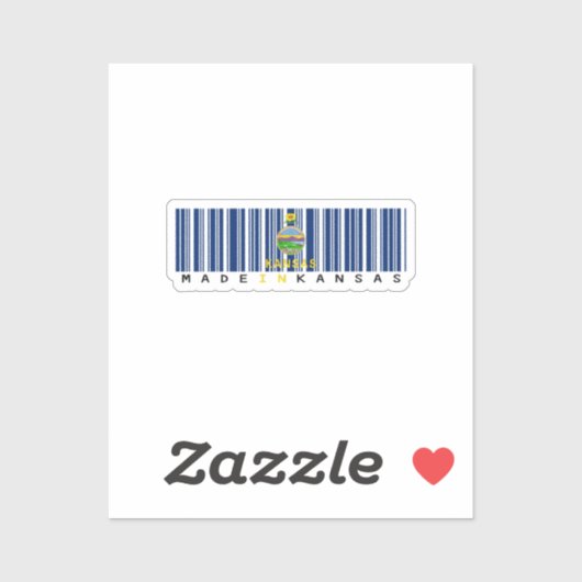 Gemaakt in Kansas Barcode Flag Sticker - State Pri (Vel)