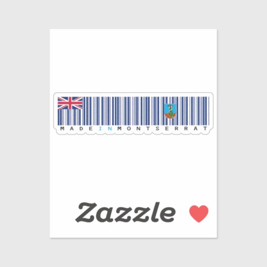 Gemaakt in Montserrat Barcode Vlag Sticker (Vel)