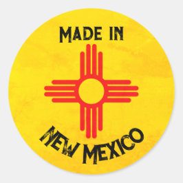 Gemaakt in New Mexico Staatsvlag Zia Zon Ronde Sticker