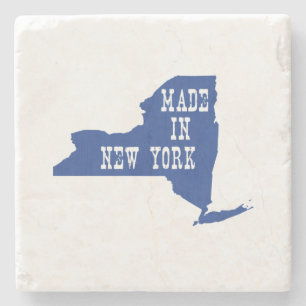 Gemaakt in New York State Shaped New Yorker Blue Stenen Onderzetter