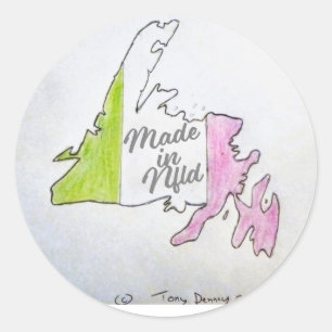 Gemaakt in Newfoundland Sticker. Ronde Sticker