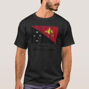 Gemaakt in Papoea-Nieuw-Guinea Vlag Streepjescode T-shirt