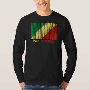 Gemaakt in Republiek Congo Vlag Streepjescode Prem T-shirt