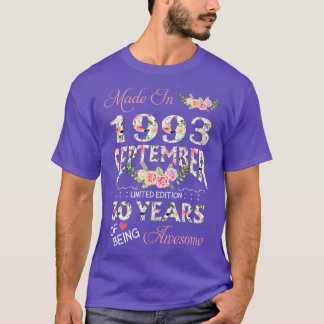 Gemaakt in september 1993 Bloemen 30 jaar oud van T-shirt