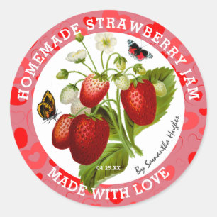 Gemaakt met liefde Aardbeienjam Etiketten