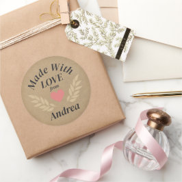 Gemaakt met Liefde Custom Name Ronde Sticker