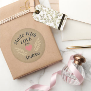 Gemaakt met Liefde Custom Name Ronde Sticker