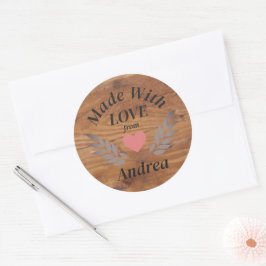 Gemaakt met Liefde Custom Name Ronde Sticker
