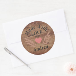 Gemaakt met Liefde Custom Name Ronde Sticker