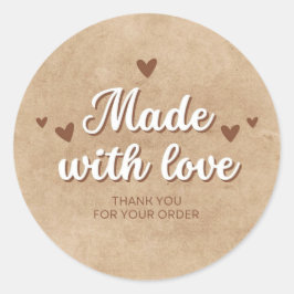 Gemaakt met liefde Dank u voor uw bestelling Ronde Sticker
