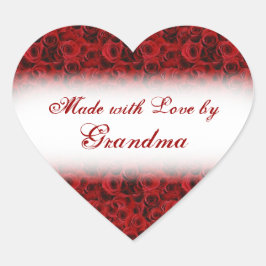 Gemaakt met liefde door aanpasbare rozen hartlabel hart sticker