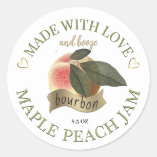Gemaakt met Liefde en Bourbon Maple Peach Jam Labe Ronde Sticker