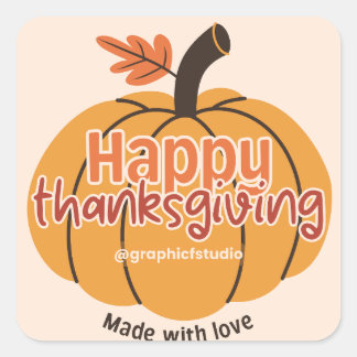 Gemaakt met liefde Happy Thanksgiving Vierkante Sticker
