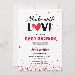 Gemaakt met liefde hart babyshower kaart