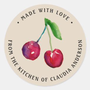 Gemaakt met Liefde Kers Ronde Verpakkingssticker Sticker