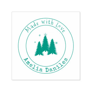 Gemaakt met liefde kerstbomen zelfinkkend stempel