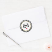 GEMAAKT MET LIEFDE schattige verpakking chevron zw Ronde Sticker (Envelop)